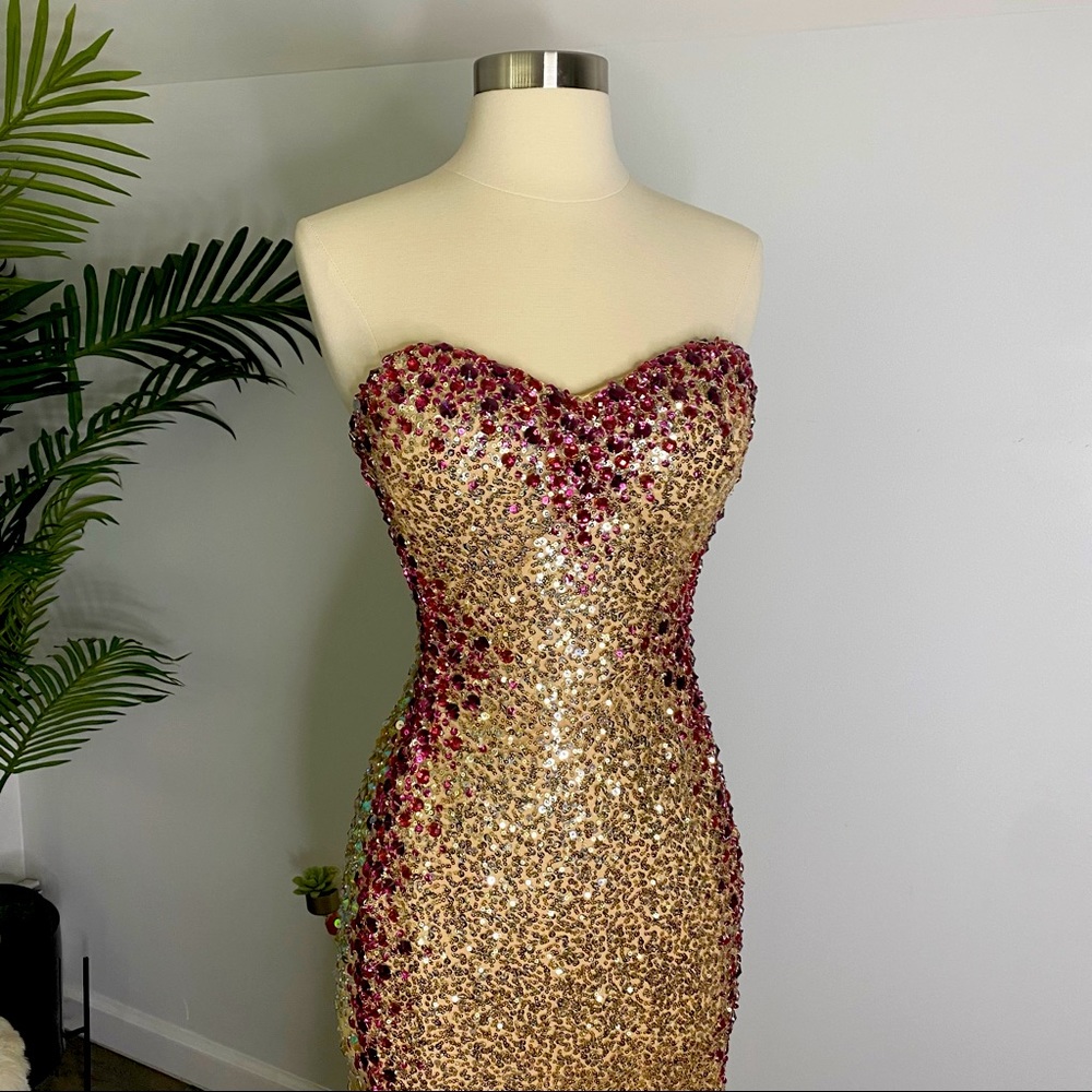 Gold and Pink Prom Dress